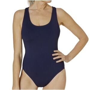 NWT Andie Swim Tulum Women's Swimsuit Large Navy Classic Retro Blue 2263